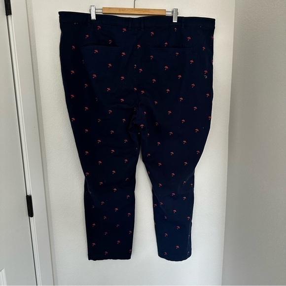 ModCloth Embroidered Umbrella Print Pants Chino Style Navy Red Size 28 Women’s - Picture 5 of 10